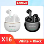 blanc et noir-Lenovo-Écouteurs sans fil X16, Bluetooth 5.2, TWS, Stéréo, Sports, Casque, Touriste, HD, Microp