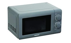 Daewoo SDA1961 20L Manual Microwave with 5 Power Settings and 30 Minute Timer, Cooking End Signal and Defrost Function, Push Button Door and White Interior, 220-240v, 50hz 800w- Grey