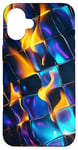 Coque pour iPhone 16 Plus Art abstrait psychédélique bleu électrique futuriste