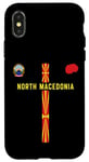 Coque pour iPhone X/XS Drapeau et silhouette carte de la Macédoine du Nord, emblème national