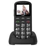 ukuu Big Button Mobile Phone for Elderly Easy to Use Basic Mobile Phone SIM Free Unlocked Senior Mobile Phone with SOS Button, Speed Dial, 800mAh, Bluetooth and Charging Dock-Black