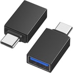 Adaptateur USB C vers USB (Paquet de 2), Adaptateur Type-C vers USB-A 3.0 OTG Compatible avec MacBook Pro, Samsung Galaxy S8/S9/S10 Périphériques USB Type C, Noir.[V970]