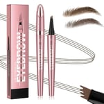 Microblading Eyebrow Pen-2024 New Magic Eyebrow Pencil with 4 Fork Tip for Natural-Looking Hair-Like Defined Brows, Long-Lasting for 24 HR Wear, Waterproof Eyebrow Pen - Dark Brown