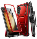 i-Blason Armorbox for Samsung Galaxy S23 FE 5G Case with Built-in Screen Protector, Full-Body Rugged Protective Bumper Case with Belt-Clip & Kickstand (Ruddy)