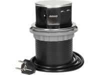 Orno Furniture Socket ? 10Cm Retractable From The Table Top With Usb Charger And 1.5M Cable, 3X2p+Z, 2Xusb, Inox