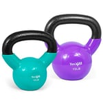 Yes4All XVWR Vinyl Coated Cast Iron Kettlebell, Kettle Bell Weights Set - Multicolor Kettlebells, Set of 4.5 + 6.8 kg