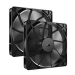 CORSAIR RS140 140mm PWM Fans – Daisy-Chain Connection – Low-Noise – Magnetic Dome Bearing – Dual Pack – Black