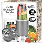 NEW 12PC JUICE EXTRACTOR BLENDER 600W KITCHEN SMOOTHIES MILKSHAKE PROCESSOR