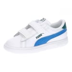 PUMA Mixte bébé Smash 3.0 L V Inf Sneaker, White-Hyperlink Blue-Cold Green, 24 EU