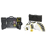 Stanley Stht5-73795 Coffret d'Outils pour mécanique 210 Pièces & Stht0-62113 Set de 42 Tournevis avec Sac Nylon + Tournevis Porte-Embouts + Embouts + magnétiseur - Tournevis Acier Chromé-Anticorrosion