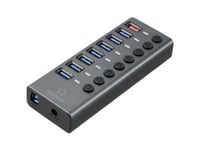 Renkforce Rf-Hub-380 8 Porte Usb 3.1 ((Gen 2) Hub Kan Kobles Enkeltvist, Med Status-Led, Aluminiumkabinet Sølv-Sort