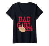 Womens Girl Bad Club Funny Middle Finger Heart Tattoo Women Gift V-Neck T-Shirt