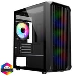 CiT Saturn Black Micro-ATX PC Gaming Case with 4 x 120mm Infinity ARGB Fans Included 1 4-Port Fan Hub Tempered Glass Side Panel