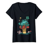 Womens Funny Frog On A Mushroom, Mushroom Lovers Costume Mushroom V-Neck T-Shirt