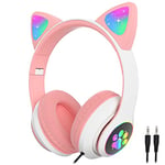 arVin Kids Headphones, Wireless Children Headphones with Microphone, Cat Ear light up Headset with 85db Volume Limited, 3.5mm Jack, HiFi Stereo Earphone for School, Travel,iPad, Tablet, PC (White)