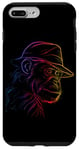 Coque pour iPhone 7 Plus/8 Plus Contour arc-en-ciel primate portant un chapeau