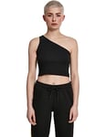 Urban Classics Women's Ladies Cropped Asymmetric Top Sports Tank, Black (Black 00007), Small