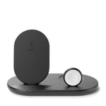Belkin 3 in 1 Wireless Charger Qi Charging Stand for Apple Including Plug Black