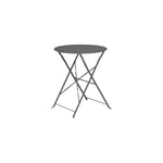 Table jardin ronde pliable métal gris bistrot 60x60x70cm