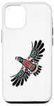 Coque pour iPhone 12/12 Pro Art amérindien style totem aigle esprit animal Alaska