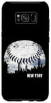 Coque pour Galaxy S8+ Grattoir à ciel vintage Baseball New York City Nuages