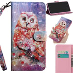 DodoBuy 3D Case for Huawei P Smart 2020, Flip Wallet Phone Cover PU Leather with Card Slots Kickstand Magnetic Closure Wrist Strap - Owl