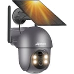 Anran - Caméra de Surveillance Extérieur 5MP WiFi sans Fil, Sirène Alarme+Panneau Solaire 4 Spotlight+Siren, Vision Nocturne Couleur Détection