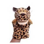 Fangzwl Hand Puppets 25cm Animal Hand Puppet Plush Toys Wolf Hedgehog Crocodile Cow Hand Puppets Pretend Educational Story Doll Toy for Children Kid (Color : Cheetah New, Height : About 25CM)
