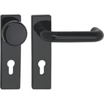 ECO U-Form EI FH Kit de changement de porte et poignée de porte en plastique Noir sur plaque courte PZ 72 pour portes coupe-feu 53 mm