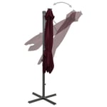 Parasol déporté avec mât et lumières LED Rouge bordeaux 300 cm - SALUTUYA - BD10072