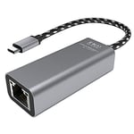 KabelDirekt – Adaptateur USB-C/Ethernet & LAN (fiches USB-C/RJ45, connexion réseau/Internet stable à 1 Gigabit/s pour portables/MacBooks/tablettes, câble de 10 cm, aluminium, argenté)