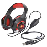 Casque de jeu pour le nouveau PC Xbox One, Beexcellent Confortable casque de jeu léger de 3.5 mm à DEL pour casque de jeu stéréo avec microphone pour PS4 / Xbox One S / Xbox One / PC / Ordinateur / Mac / Téléphone portable (rouge et noir))