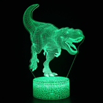 Dinosaurie 3D Illusion Lampa, 16 Färger Ändras med Fjärrkontroll