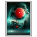 Cinematic Space Fantasy Illustration Nebula Death Star Red Dwarf Artwork Framed Wall Art Print A4