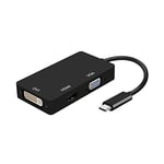 AISENS Convertisseur USB-C vers DVI/HDMI/VGA, USB-C/M-DVI/H-HDMI/H-VGA/H, Noir 15 cm