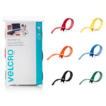 VELCRO One-Wrap 203mm x 12m Multicolour Pre-Cut Cable Ties. 60 Piece Pack (10 Ties Per Colour) Red, Yellow, Orange, Blue, Black, Green. Self Gripping Super-strong with Easy-to-undo Design. (p/n: VEL93007)