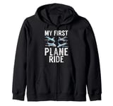 My First Plane Ride Airplane Pilot Kids Aviation Vacation Zip Hoodie