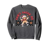 Retro Groovy Can't Catch Me Christmas Gingerbread Man Kids Sweatshirt