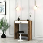 Dmora - Console Solstice, Table Polyvalente, Armoire de Rangement, Bureau du Couloir, 70x85 h40 cm, Noyer et Blanc