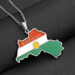 Halsband med Kurdistan karta och flagga för par, män och kvinnor, etnisk smycken, patriotiskt Kurdistan-present Steel Color