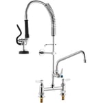 VEVOR Robinet de Cuisine Commercial avec Pulvérisateur de Pré-rinçage, Mitigeur avec Douchette Extractible, 660 mm de Haut, Entraxe 203 mm, Bec Pivotant 305 mm, Montage sur Pont, pour Évier Rstaurant