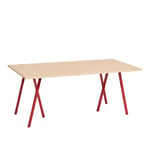 HAY - Loop Stand Table Maroon red powder coated steel frame L180 x W87,5 x H74 Clear lacquered oak tabletop Water-based lacquered oak edge - Matbord - Leif Jørgensen - Röd - Metall/Trä