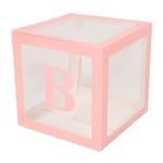 (Pink)4PCS Transparent Balloon Box With Letters Balloon Box Decoration Balloon