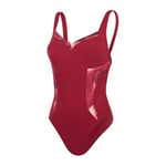 Speedo Maillot de Bain 1 Pièce Effet Galbant Lunaelustre Imprimé, Maillot de Bain pour la Plage et Les Vacances Maillot de Bain pour Femme, Rouge Basque, Magenta Brume, Rose Délicat, 44