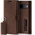 SURAZO Étui de Protection de qualité supérieure en Cuir véritable pour Google Pixel 7 5G - Pliable - avec Aimant, Compartiment pour Cartes, Protection RFID - Étui à Rabat en Cuir (Marron Noix)