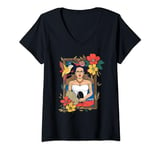 Womens Frida Kahlo - Frida In Frame V-Neck T-Shirt