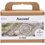 Mini DIY Kit makramé, Drömfångare med rosenkvartskristall, ljusrosa, vit, 1förp./ 1 förp.