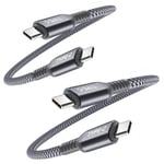 Câble USB C vers Type C 100W 0.3M 2-Pack,Charge Rapide Cordon PD Chargeur pour MacBook Mac,iPhone 15 Pro Max,iPad Air 4 5 Mini 6,Samsung Galaxy S24 S23 S22 S21,A54 A53 A52 A13 A33,Tab S9 S8