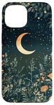 iPhone 15 Night Forest Dark Cottagecore Crescent Moon Botanical Case