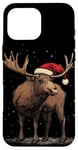 iPhone 16 Pro Max Christmas Magic Moose in Santa Hat Costume for Cozy Xmas Case